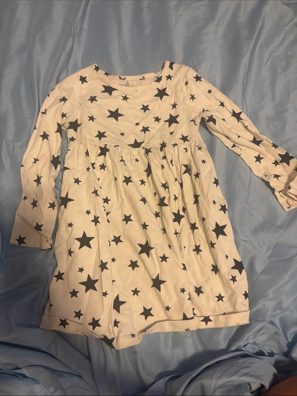 White Kids Long-Sleeve Star Print Dress